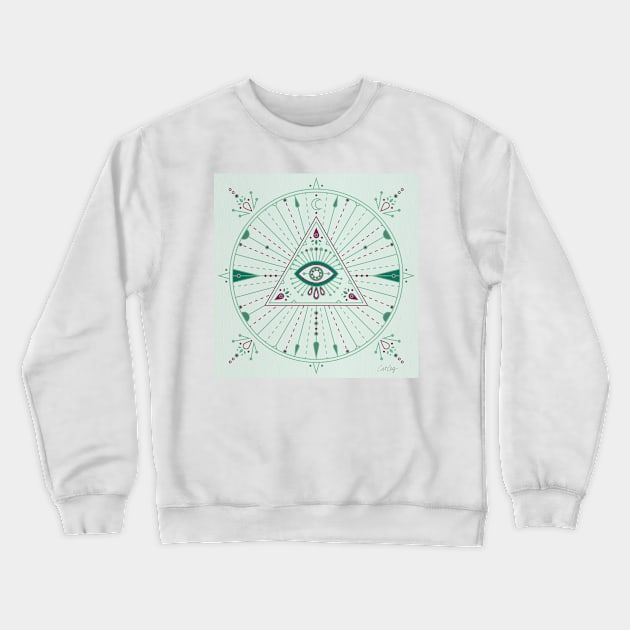 Evil Eye Mandala Crewneck Sweatshirt by CatCoq